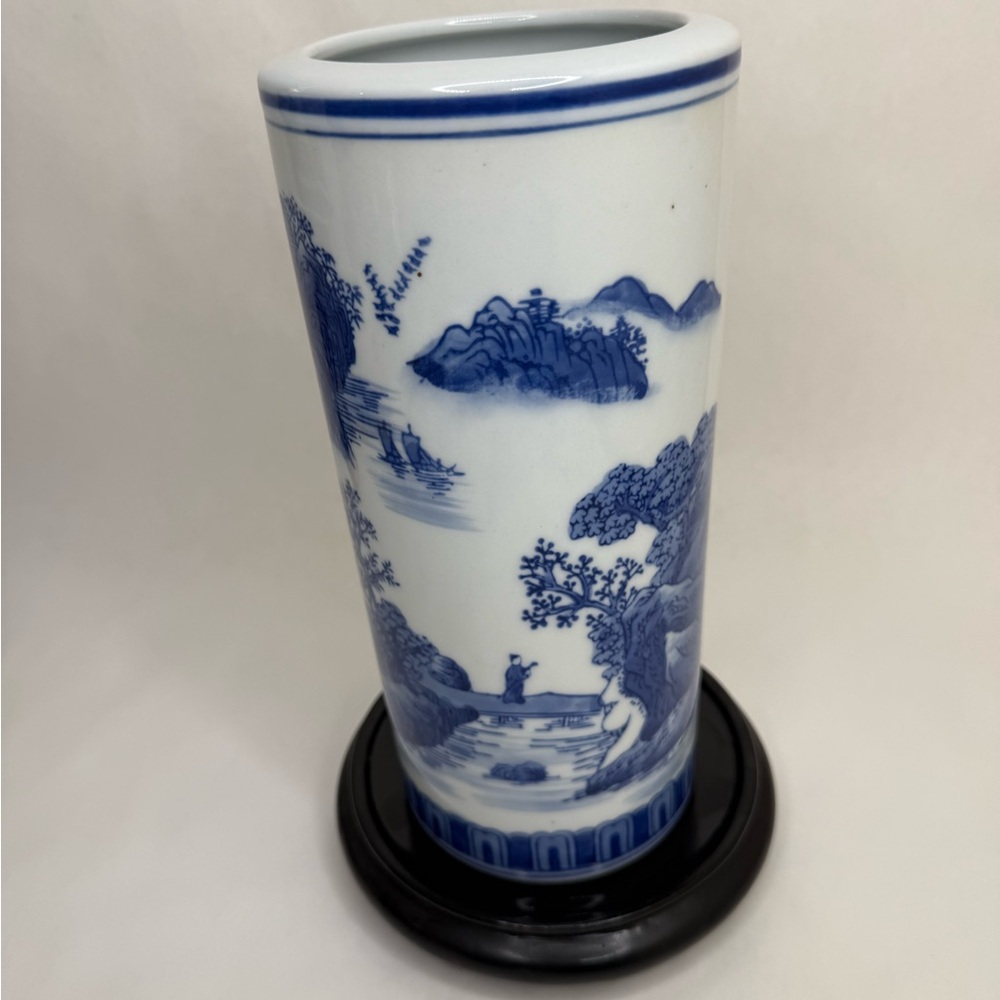 10” Qing Dynasty Blue & White Porcelain Vase